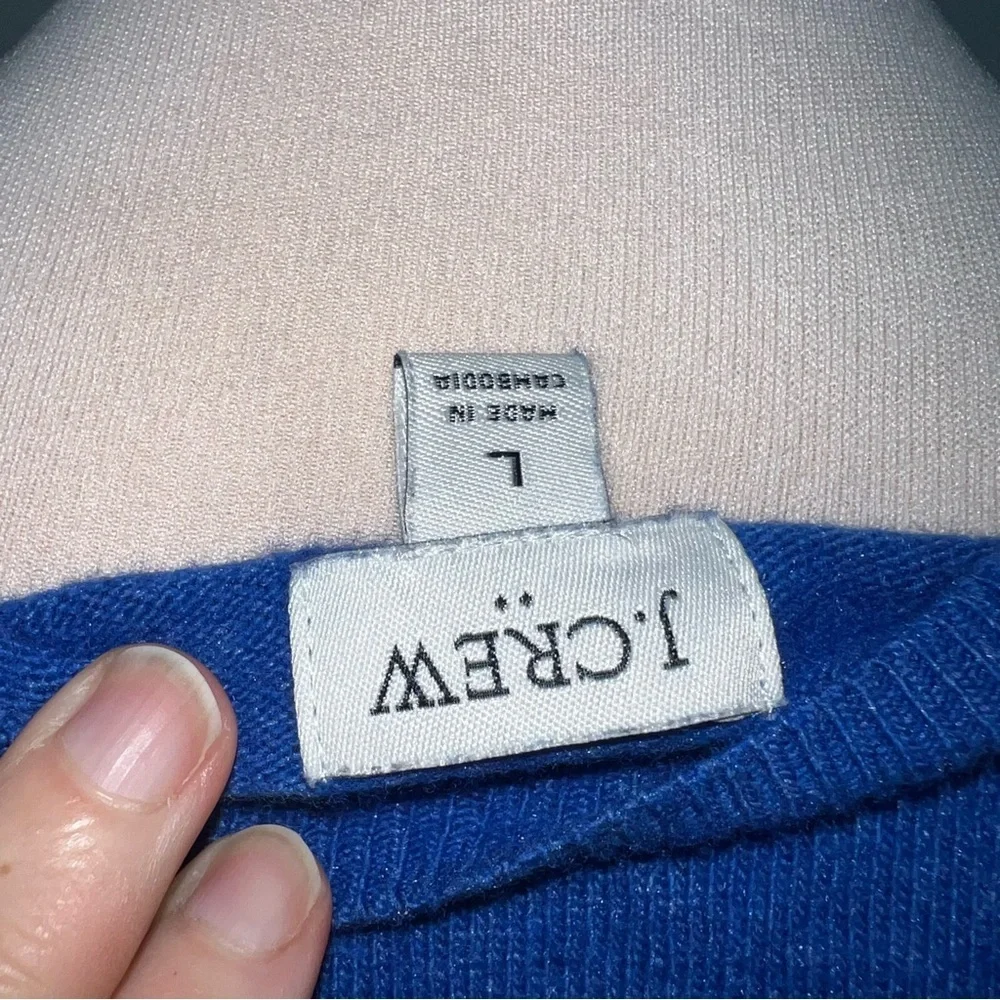 J.Crew Blue Merino Wool Blend Sweater Side Slit Hem Size Large